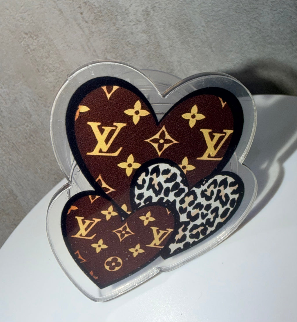 LV Heart Cheetah Phone Pocket Socket