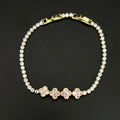 Pink 4 Flower Gold Diamond Bracelet
