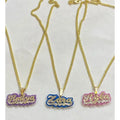 "New" Gold Onyx Custom Name Necklace