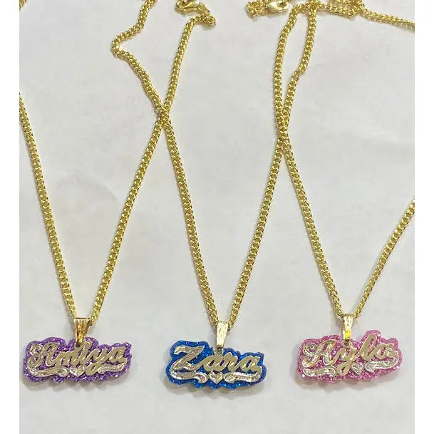 "New" Gold Onyx Custom Name Necklace