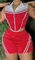 Two Piece Red Zipper set