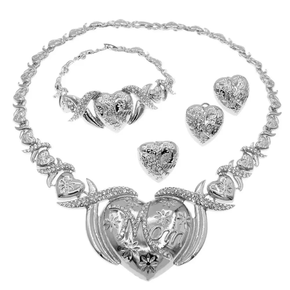 "New" Silver Mom Heart Set