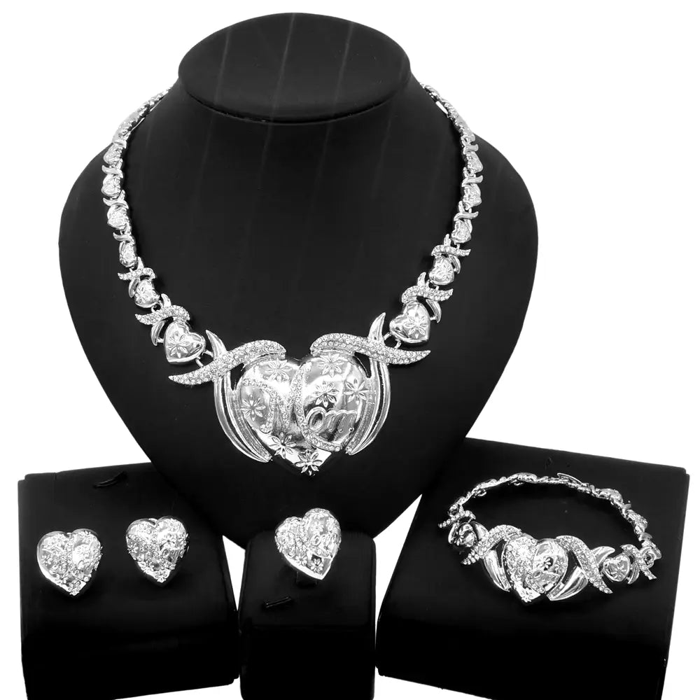 "New" Silver Mom Heart Set