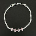 Pink 4 Flower White Gold Diamond Bracelet